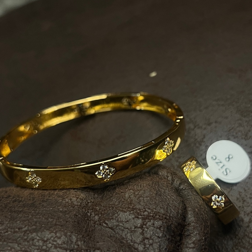 21K Gold Plated Bracelet and Ring Set - Picture 2 of 8